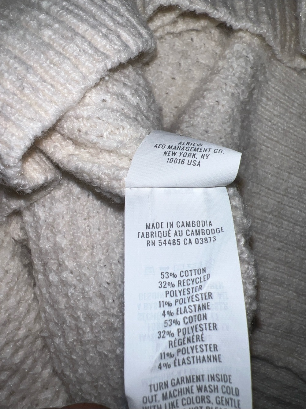 aerie Cream Button collar Knit Pullover size XS - Picture 6 of 7